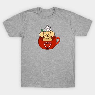 Holiday Christmas Dog in a Festive Candy Cane Heart Mug, made by EndlessEmporium T-Shirt